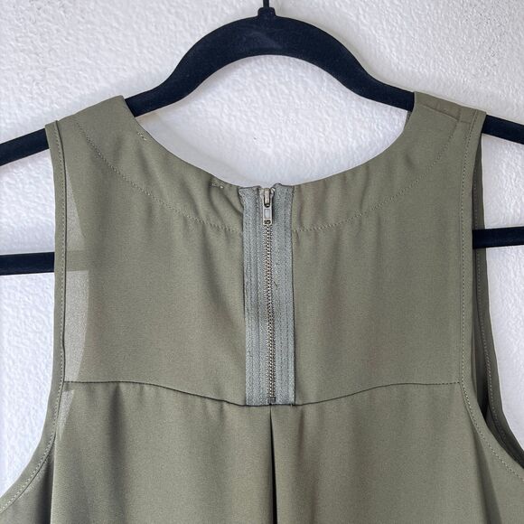 Pink Rose Sleeveless Women’s Blouse Tank Top Army Green Size Small #505 - Picture 5 of 12